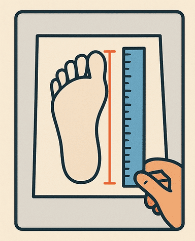 A ruler measuring the length of the foot