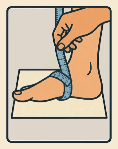 A ruler measuring the width of the foot